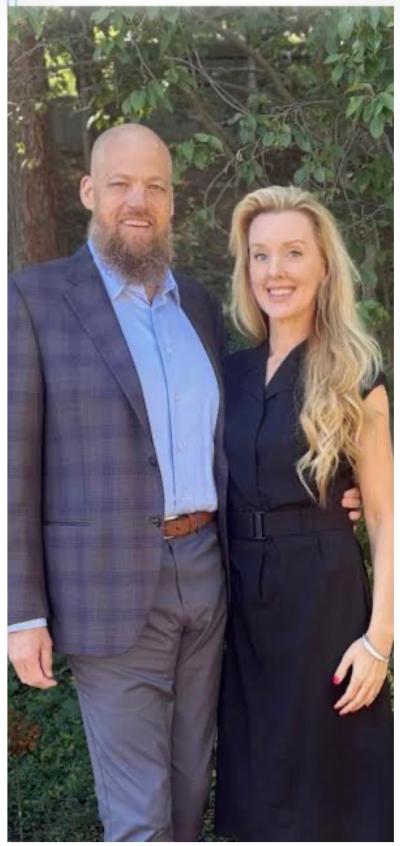 Taylor Kirkpatrick and wife Molly Kirkpatrick, pose together.