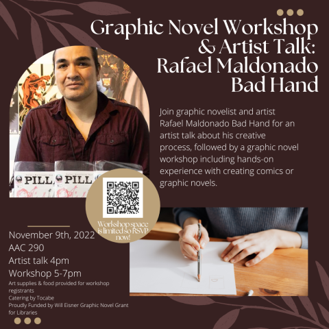 Graphic Novel Workshop and Artist Talk flyer