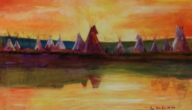 Painting of tipis